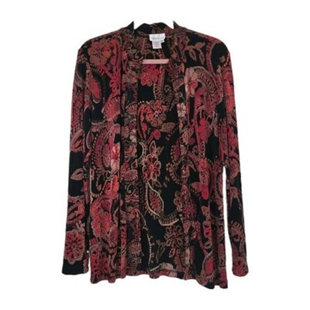 Vintage Floral Slinky Kimono Top Womens M Orange Autumn Witchy Goth Boho Artsy